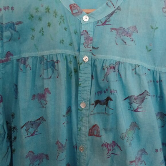 MOTHER The New To Town Horse Anthropologie  Turquoise Shirt Tunic  Dress - Picture 3 of 9